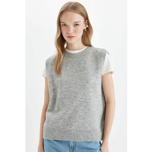 Regular Fit Basic Düz Bisiklet Yaka Triko Yelek D5364AX24AU
