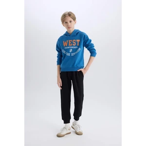 Erkek Çocuk 2'li Takım Kalın Kapüşonlu Baskılı Sweatshirt Beli Lastikli Eşofman Altı D5672A824WN
