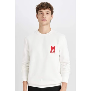 New Regular Fit Bisiklet Yaka Baskılı Kalın Sweatshirt D3670AX24AU