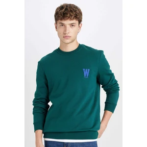 New Regular Fit Bisiklet Yaka Baskılı Kalın Sweatshirt D3670AX24AU