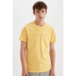 %100 Pamuk Slim Fit Dar Kesim Bisiklet Yaka Baskılı Kısa Kollu Tişört C2077AX24AU
