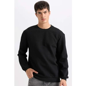 Regular Fit Bisiklet Yaka Jakarlı Basic Düz Sweatshirt D5391AX24AU