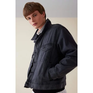 %100 Pamuk Oversize Geniş Kalıp Polo Yaka Düğmeli Cepli Yıkamalı Denim Ceket D5035AX24AU
