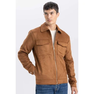 Slim Fit Dar Kesim Süet Mont Ceket Gömlek Yaka Cepli Astarlı Y5362AZ24AU