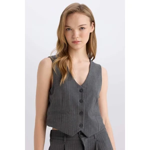 Regular Fit Blazer Yelek Crop Basic Düz Düğmeli Z8526AZ24AU
