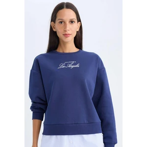 Bisiklet Yaka Baskılı Etek Ucu Detaylı  Kalın  Sweatshirt D5931AX24AU