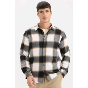 Regular Fit Polo Yaka Kareli Flanel Uzun Kollu Gömlek D5835AX24AU