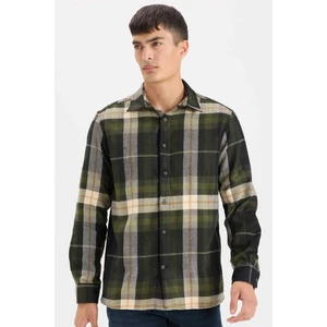 Regular Fit Polo Yaka Kareli Flanel Uzun Kollu Gömlek D5835AX24AU