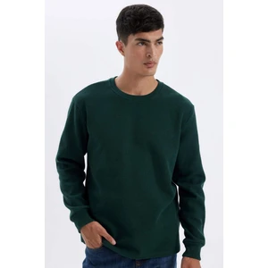 Regular Fit Bisiklet Yaka Waffle Uzun Kollu Tişört C1882AX24AU