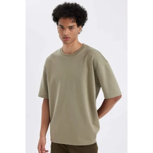 Oversize Geniş Kalıp Bisiklet Yaka Kısa Kollu Basic Düz Ağır Kumaş Tişört X3926AZ24AU