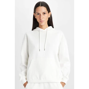 Relax Fit Kapüşonlu Kanguru Cepli Kalın Basic Düz Sweatshirt W1240AZ24WN