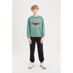 Erkek Çocuk 2'li Takım Bisiklet Yaka Baskılı Kalın Sweatshirt Beli Lastikli Eşofman Altı D4743A824WN