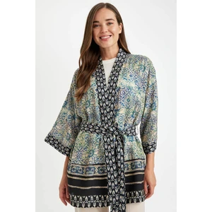 Relax Fit Desenli Kuşaklı Kimono D5443AX24AU