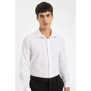 Modern Kesim Krinkıl Kumaş Gofre Desenli Uzun Kollu Gömlek D5187AX24AU
