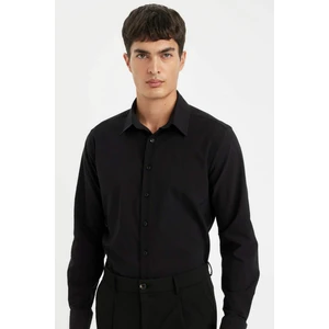 Modern Fit Modern Kesim Krinkıl Kumaş Gofre Desenli Uzun Kollu Gömlek D5187AX24AU