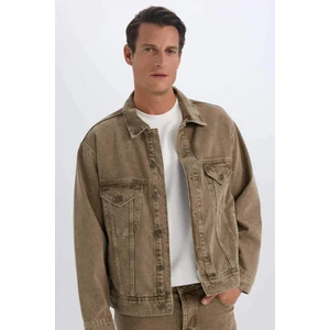 %100 Pamuk Oversize Geniş Kalıp Polo Yaka Düğmeli Cepli Yıkamalı Denim Ceket D5049AX24AU