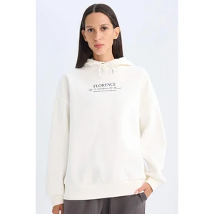 Oversize Geniş Kalıp Kapüşonlu Baskılı Kalın Sweatshirt D5292AX24AU