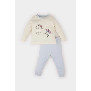 Kız Bebek Pijama Takımı Unicorn Baskılı Uzun Kollu Üst Beli Lastikli Uzun Alt D7170A524WN