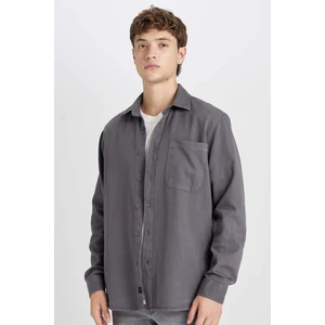 %100 Pamuk Regular Fit Basic Düz Uzun Kollu Gömlek D7406AX24AU