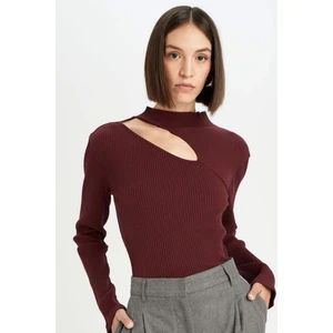 Slim Fit Dar Kesim Yarım Balıkçı Yaka Basic Düz Fitilli Kaşkorse Uzun Kollu Tişört C8473AX24AU