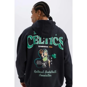 NBA Boston Celtics Oversize Geniş Kalıp Kapüşonlu Sırt Baskılı Kalın Sweatshirt D6690AX25SP