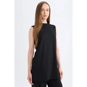 Siyah Regular Fit Bisiklet Yaka Kolsuz Basic Düz Siyah Tunik A8352AX24AU