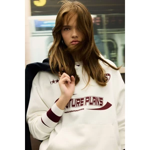 Coool Oversize Geniş Kalıp Kapüşonlu Baskılı Kalın Sweatshirt D5730AX24WN