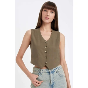 Regular Fit Blazer Yelek V Yaka Düğmeli Yelek D7414AX24AU