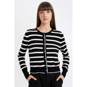 Regular Fit Çizgili Bisiklet Yaka Düğmeli Triko Hırka D3303AX25SP