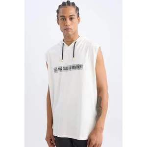 DeFactoFit Slim Fit Dar Kesim Baskılı Kapüşonlu Atlet A1819AX24AU