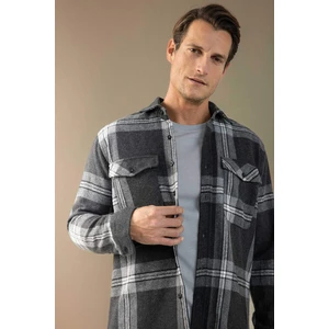 Regular Fit Polo Yaka Kareli Oduncu Flanel Uzun Kollu Gömlek D6027AX24AU