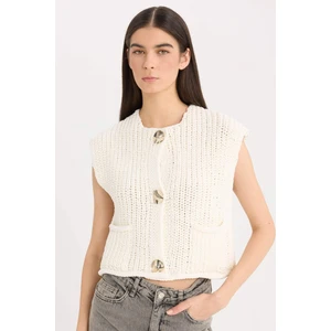 Relax Fit Düğmeli Cepli Triko Yelek E1960AX24WN