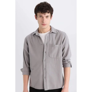 %100 Pamuk Regular Fit Basic Düz Uzun Kollu Gömlek D7406AX24AU