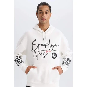 NBA Brooklyn Nets Oversize Geniş Kalıp Kapüşonlu Kalın Sweatshirt D8513AX25SP