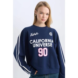 Coool Oversize Geniş Kalıp Bisiklet Yaka Sırt Baskılı Kalın Sweatshirt D5961AX24WN