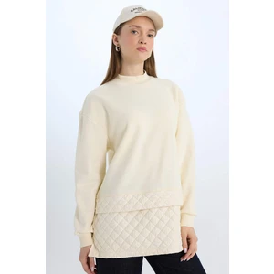 Relax Fit Bisiklet Yaka Kapitone İçi Yumuşak Tüylü Kalın Sweatshirt Tunik E0870AX24WN