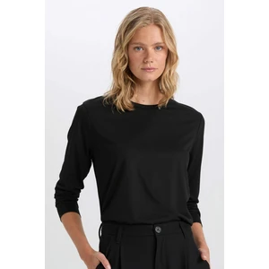 Regular Fit Bisiklet Yaka Basic Düz Casual Uzun Kollu Tişört A5028AX24WN