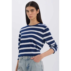 Regular Fit Bisiklet Yaka Çizgili Casual Uzun Kollu Tişört A9442AX24WN