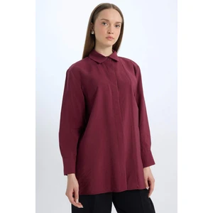 Relax Fit Modal Basic Düz Uzun Kollu Gömlek Tunik D8523AX24WN