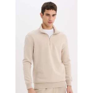 Comfort Regular Fit Rahat Kalıp Fermuarlı Dik Yaka Basic Düz Sweatshirt X7405AZ25SP