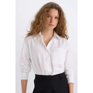 Oversize Geniş Kalıp Tek Cepli Poplin Uzun Kollu Gömlek D9174AX24AU