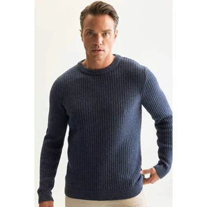 Standart Fit Bisiklet Yaka Dokulu Triko Kazak E0811AXNS
