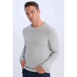 Standart Fit Bisiklet Yaka Dokulu Triko Kazak E0811AXNS