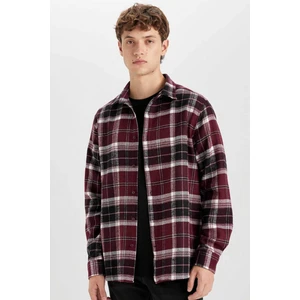 Regular Fit Polo Yaka Kareli Flanel Uzun Kollu Gömlek E0989AX24WN