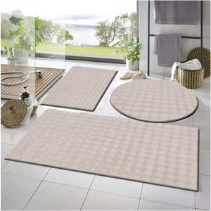 Raschel Carpet Balat Halı 3'lü Kaymaz Taban Bubble Peluş Banyo Paspası 50 x 50(YUVARLAK)-50 x 60 ve 50 x 90