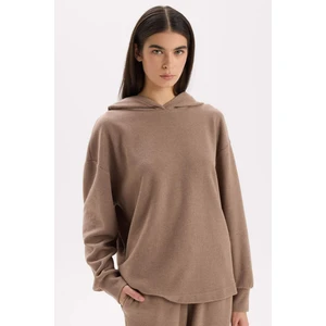 Relax Fit Kapüşonlu Basic Düz Sweatshirt E1995AX24WN