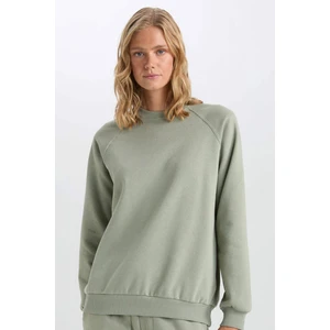 Oversize Geniş Kalıp Bisiklet Yaka Kalın Basic Düz Sweatshirt V2697AZ24WN