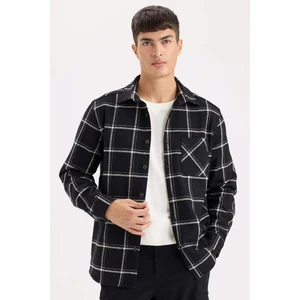 Regular Fit Polo Yaka Kareli Flanel Uzun Kollu Gömlek E2763AX24WN