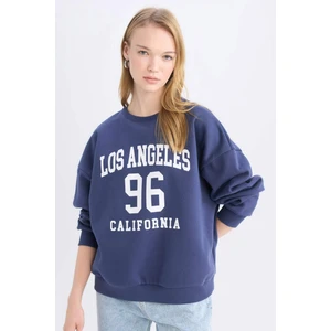 Coool Loose Fit Bisiklet Yaka Baskılı Kalın Sweatshirt E1494AX24WN