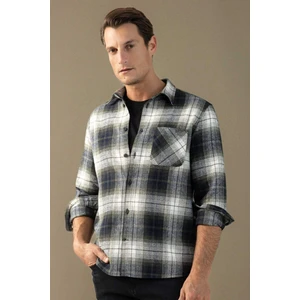 Regular Fit Polo Yaka Kareli Flanel Uzun Kollu Gömlek E2763AX24WN